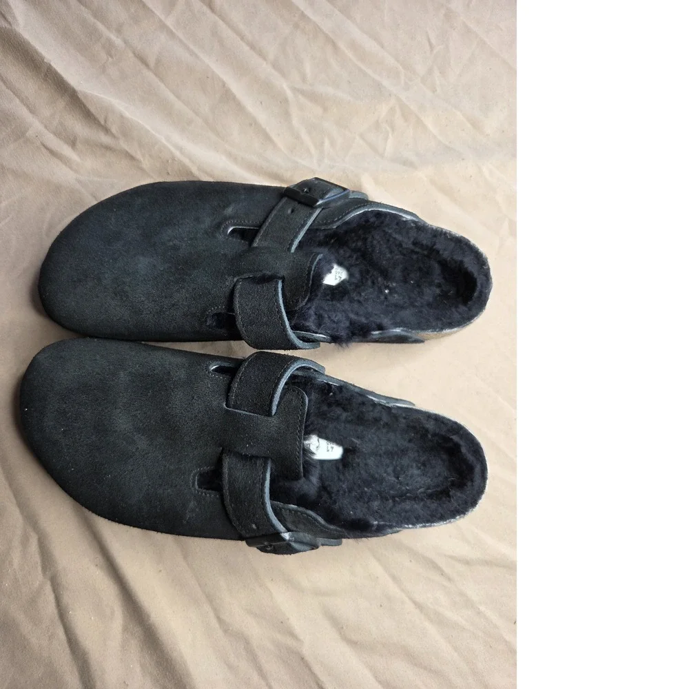 Mens Birkenstock Boston Shearling Insulated Clog Black Suede EU 41 US 8